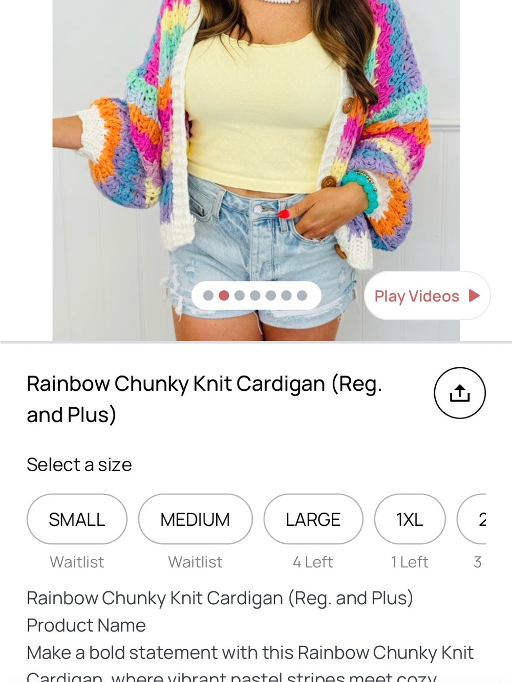 Pastel Rainbow Striped Chunky Knit Cardigan